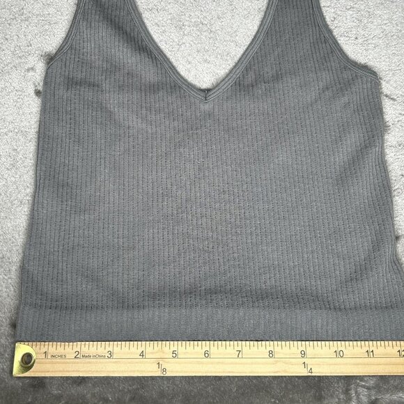 Free People Intimately Solid Rib Brami Tank Top Womens M/L Gray Stretch Cropped - Picture 10 of 11